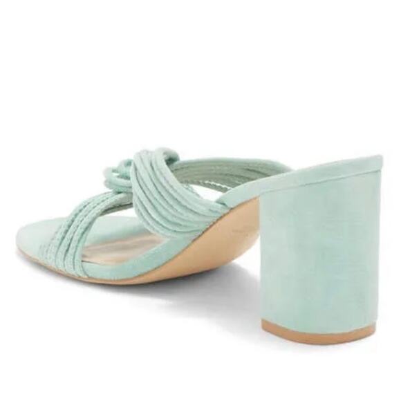 Stuart Weitzman Womens 8.5 Twist Block 75 Slide Suede Heels Eucalyptus Green - Picture 2 of 12